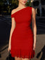 Ruffled Single Shoulder Mini Dress