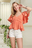 ADORA Flare Sleeves Peplum Blouse Top