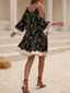 Tassel Printed Long Sleeve Mini Cami Dress
