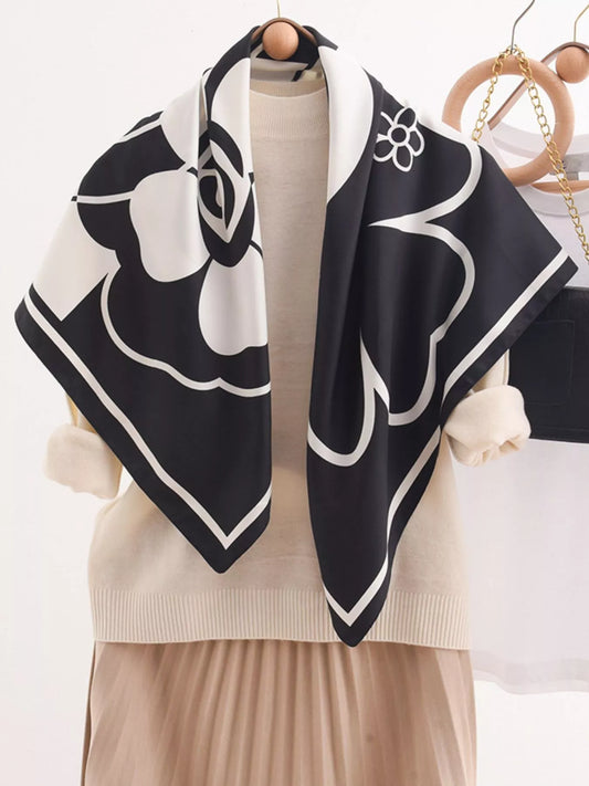 Square Flower Silk Scarf