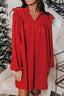 Frill Notched Long Sleeve Dress