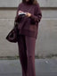 Turtleneck Side Zipper Sweatshirt and Pants Set