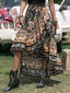 Plus Size Boho Floral Print High-Low Skirt