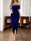 Velvet Off-Shoulder Ruched Midi Dress