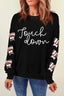 Letter Graphic Bow Long Sleeve Sweatshirt