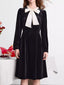 Velvet Bowknot Long Sleeve A-Line Dress