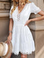 Lace Trim V-Neck Mini Dress