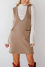 Lovelet Pocketed V-Neck Mini Sweater Overall Dress