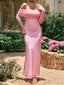 Off-Shoulder Ruched Long Sleeve Maxi Dress