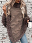 Fuzzy Hem Cable-Knit Poncho