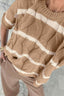 Striped Cable Knit Short Sleeve Sweater