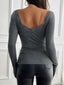 Devine Lace Detail Square Neck Long Sleeve T-Shirt
