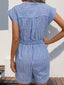 Striped Notched Tie Waist Romper