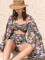 Printed Bra, Cover-Up and Shorts Set
