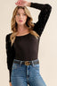 And The Why Textured Puff Sleeve Bodysuit
