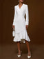 Ruffled Hem Long Sleeve Midi Blazer Dress