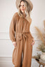 Texture Single Shoulder Tie-Waist Jumpsuit