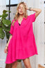 ADORA Tiered Notched Short Sleeve Dress