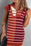 Striped Quarter Zip Cap Sleeve Sweater Dress