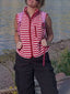 Striped Fleece Zip-Up Vest Coat