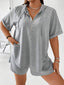 Full Size Drawstring Half Zip Hooded Top and Shorts Set Plus Size
