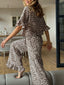 Leopard Print Ruffle Trim and Pants Lounge Set