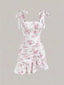 Ruffled Hem Floral Tie-Strap Mini Dress