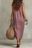 Sleeveless Drape Neck Midi Dress