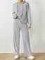 Ribbed Drawstring Hoodie and Pants Set