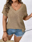 Plus Size V-Neck Short Sleeve Knit Top with Chest Pocket