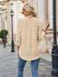 Swiss Dot Notched 3/4 Sleeve Blouse