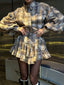 Lantern Sleeve Shirt and Ruffled Skirt Set