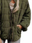 Full Size Zip Up Quilted Bomber Jacket Plus Size