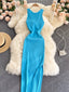 Knot Back Sleeveless Knit Bodycon Midi Dres