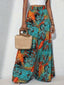 Tropical Print Wide Leg Pants