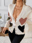 Heart Pattern Button-Up Cardigan