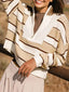 Stripe Half Zip Drop Shoulder Sweater