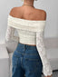Off Shoulder Long Sleeve Lace Top