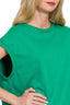 Zenana French Terry Round Neck Cap Sleeve T-Shirt
