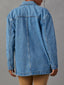 Pocketed Lapel Collar Long Sleeve Denim Jacket