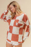 BiBi Checker Printed Hacci Top With Front Pocket