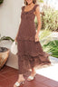 Polka Dot Print Backless Ruffled Tiered Maxi Dress