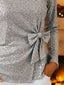 Full Size Sequin Bow-Knot Long Sleeve Top Plus Size