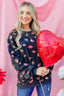 And The Why Kiss Pink Foil Allover Print Pullover Sweatshirts