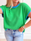 Contrast Trim Short Sleeve Sweater