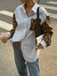 Striped & Leopard Print Button Up Shirt