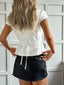Button-Up Short Sleeve Shirt with Tie Back