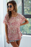 BiBi Leopard Print Gauze Woven Flutter Sleeve Blouse