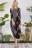 Celeste Full Size Stripe Floral Contrast Midi-Dress with Buttons Plus Size