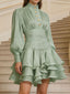 Ruffled Layered Lantern Sleeve Mini Dress